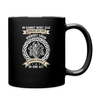 Lustiges Wikinger Odin Krieger Spruch Geschenk - Tasse einfarbig - Schwarz - Rechts