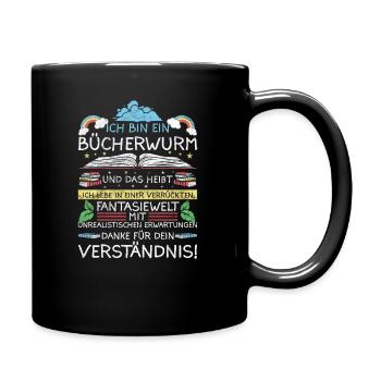 Lesen Leseratte Bücherwurm Geschenkidee - Tasse einfarbig - Schwarz - Rechts