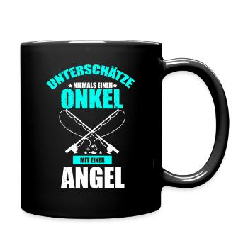 Unterschaetze niemals Onkel mit einer Angel - Tasse einfarbig - Schwarz - Rechts