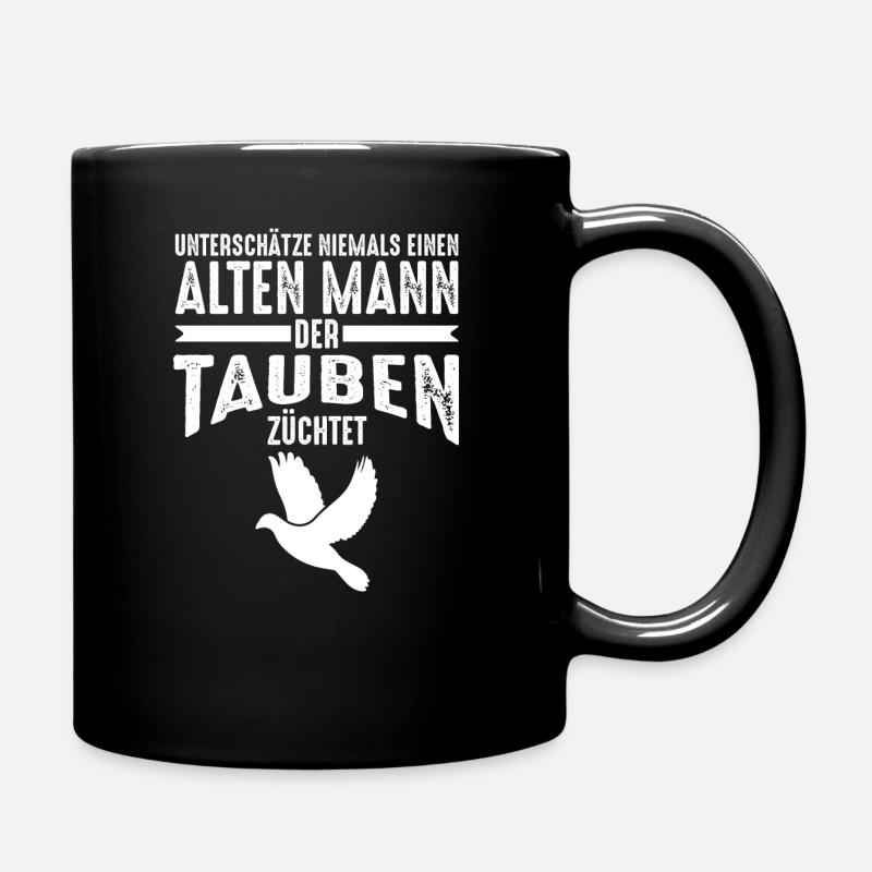 Alter Mann - Tauben | Taubenzüchter Retro - Tasse einfarbig - Schwarz