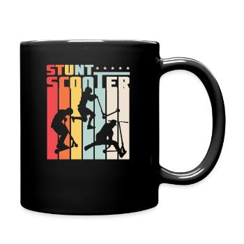 Stunt Scooter Roller Rollerfahrer Retro Style - Tasse einfarbig - Schwarz - Rechts