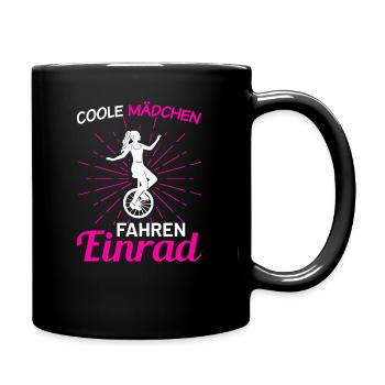 Coole Mädchen fahren Einrad - Tasse einfarbig - Schwarz - Rechts