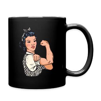 Starke Frau Flexing - Tasse einfarbig - Schwarz - Rechts