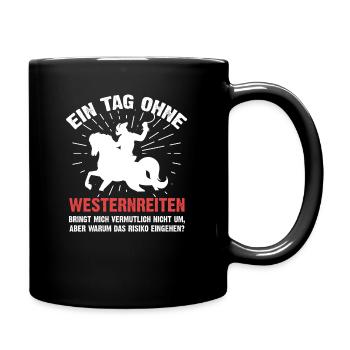 Westernreiten - Tasse einfarbig - Schwarz - Rechts