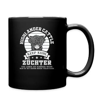 Hochlandrind Hochland Rind Highland Cattle Kuh - Tasse einfarbig - Schwarz - Rechts