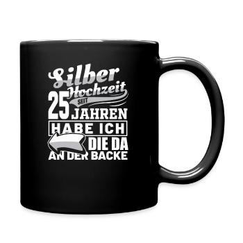 Silver Wedding Wedding Anniversary Marriage Husband Gift Idea - Full Colour Mug - black - Right