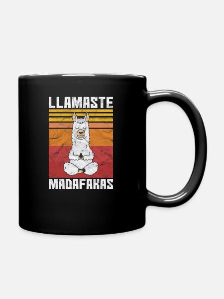 Lama Yoga Alpaka Llamaste Geschenk Retro Vintage - Tasse einfarbig - Schwarz