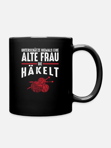 Alte Frau - Häkeln | Vintage Retro Style - Tasse einfarbig - Schwarz