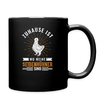 Seidenhuhn Huhn Seidenhühner Geschenk - Tasse einfarbig - Schwarz - Rechts