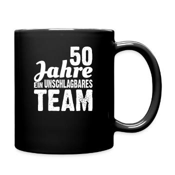 Goldene Hochzeit 50 Jahre ein unschlagbares Team - Tasse einfarbig - Schwarz - Rechts