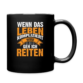 Pferd Kaltblut Reiten Reiter Sprüche Geschenkidee - Tasse einfarbig - Schwarz - Rechts