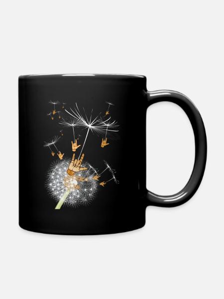 I LOVE YOU - Pusteblume Gebärdensprache BACKPRINT - Tasse einfarbig - Schwarz