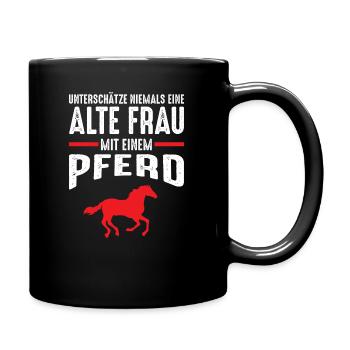 Reiterin Pferd Reiten Reitsport Pferdesprüche - Tasse einfarbig - Schwarz - Rechts