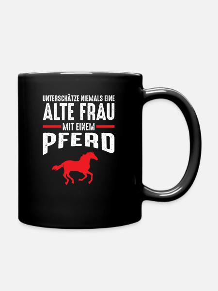 Reiterin Pferd Reiten Reitsport Pferdesprüche - Tasse einfarbig - Schwarz