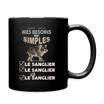 Chasse au sanglier, idée cadeau papa chasseur - Mug uni - noir - Droite