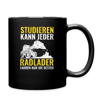 Radlader | Bauarbeiter Geschenke - Tasse einfarbig - Schwarz - Rechts