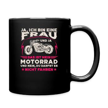 Bikerin Motorradfahrerin Frau Motorrad Spruch - Tasse einfarbig - Schwarz - Rechts
