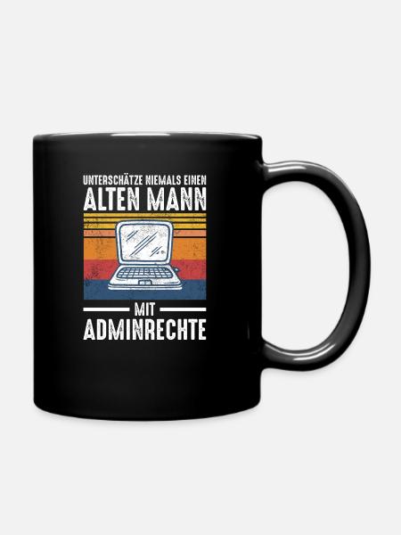 Alter Mann - Admin | Retro Vintage Style - Tasse einfarbig - Schwarz
