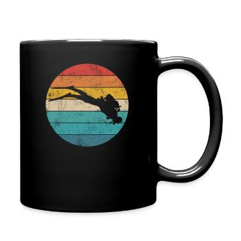 Tauchen | Taucher Retro Vintage - Tasse einfarbig - Schwarz - Rechts
