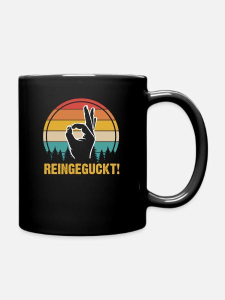 Reingeguckt Retro - Tasse einfarbig - Schwarz