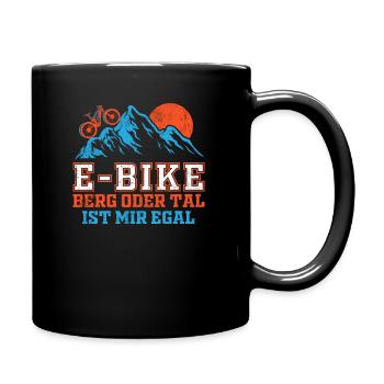 E Bike E-Bike Berg oder Tal ist mir egal - Tasse einfarbig - Schwarz - Rechts