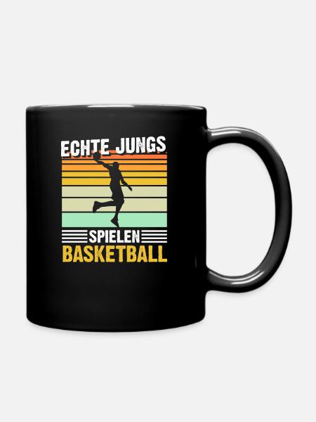Echte Jungs spielen Basketball - Tasse einfarbig - Schwarz