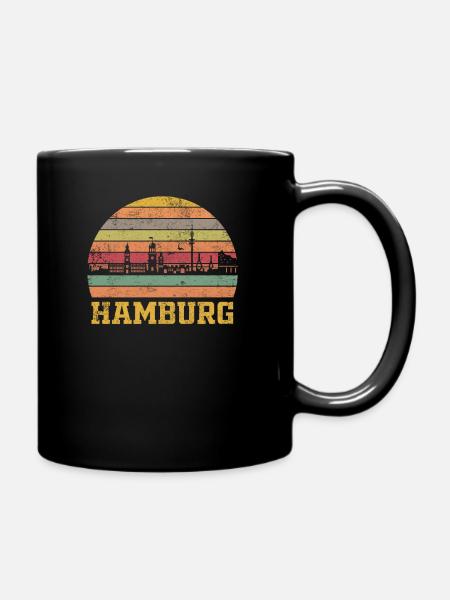 Hamburg Skyline - Tasse einfarbig - Schwarz