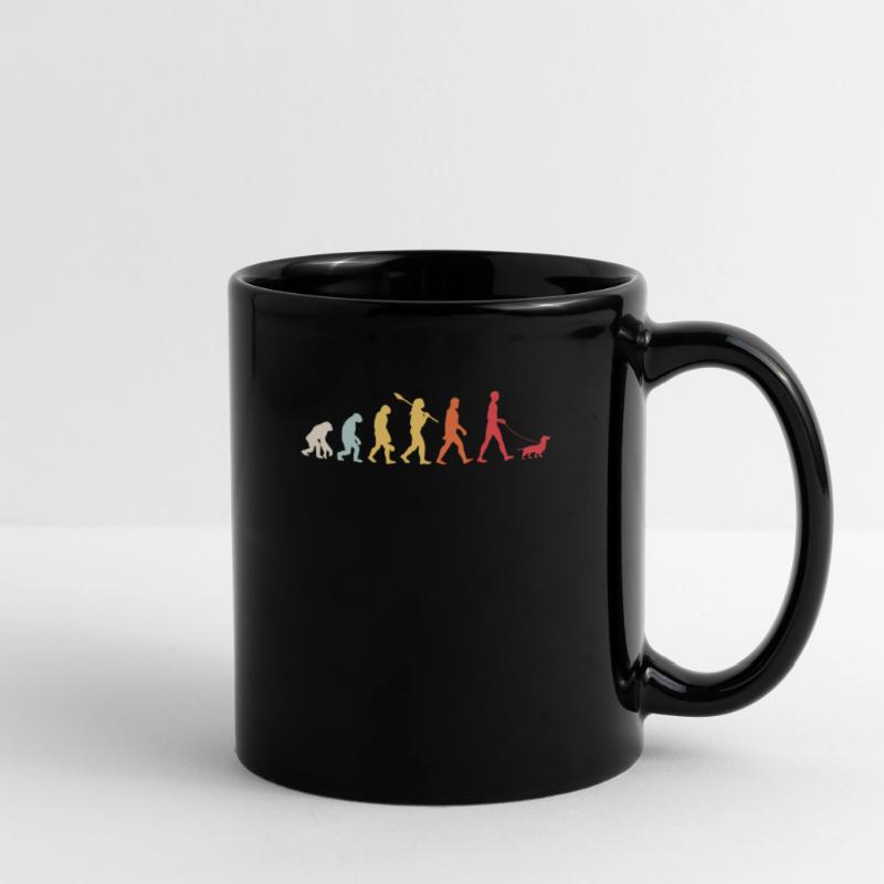 Dackel Evolution Retro Tasse einfarbig