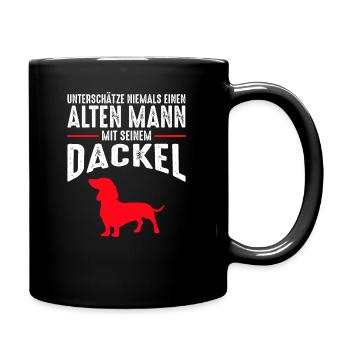 Alter Mann - Dackel | Retro Vintage Style - Tasse einfarbig - Schwarz - Rechts