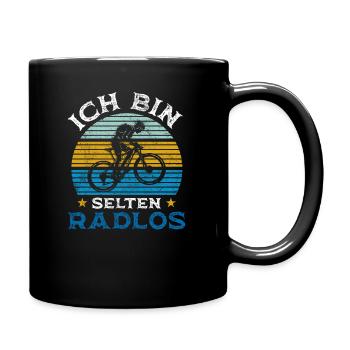 Ich bin selten radlos Retro Vintage - Tasse einfarbig - Schwarz - Rechts
