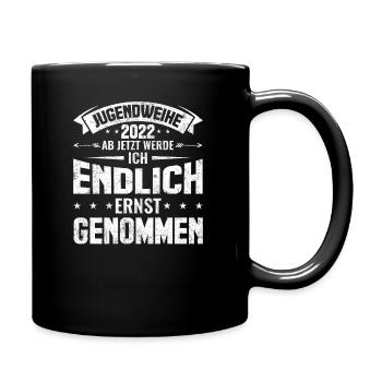 Jugendweihe 2022 | Jugendweihe Geschenk - Tasse einfarbig - Schwarz - Rechts