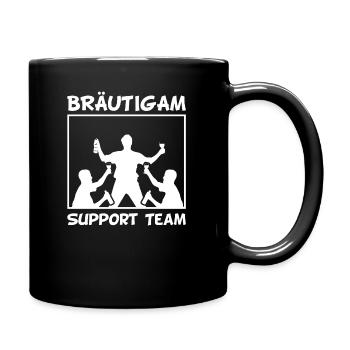 JGA Männer Junggesellenabschied Support Team - Tasse einfarbig - Schwarz - Rechts