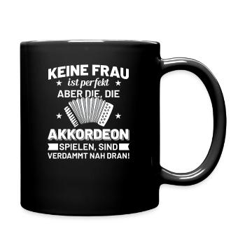 Akkordeon Musik Frauen Geschenkidee - Tasse einfarbig - Schwarz - Rechts