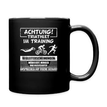 Lustiges Triathlon Triathlet Sprüche Geschenk - Tasse einfarbig - Schwarz - Rechts