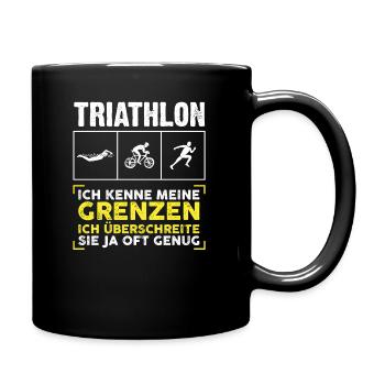 Triathlon Grenzen Sport Sportler Geschenk - Tasse einfarbig - Schwarz - Rechts