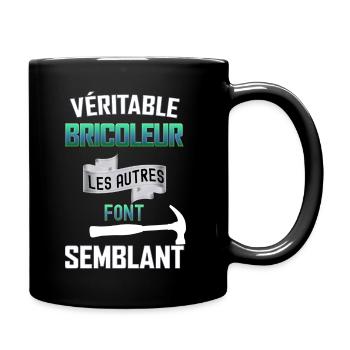 Le vrai bricoleur c'est papa idée cadeau père - Mug uni - noir - Droite