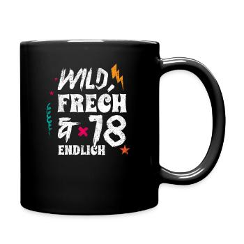 Geschenk 18 Geburtstag Erwachsen Achtzehn - Tasse einfarbig - Schwarz - Rechts