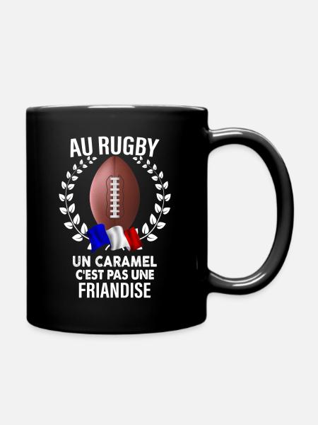 Rugby caramel phrase marrante rugbyman - Mug uni - noir
