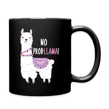 No ProbLlama Llama Funny Animal Cartoon - Full Colour Mug - black - Right