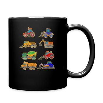 Sohn Jungen Bagger Baufahrzeug Geschenkidee - Tasse einfarbig - Schwarz - Rechts