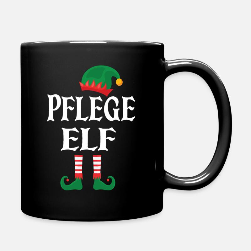 Weihnachts Pflege Elf - Tasse einfarbig - Schwarz
