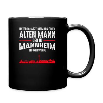 Mannheim Skyline - Lustige alte Männer Sprüche - Tasse einfarbig - Schwarz - Rechts