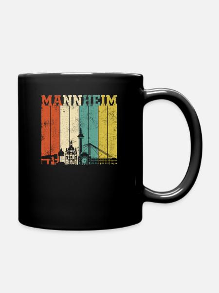 Retro Mannheim Skyline - Tasse einfarbig - Schwarz