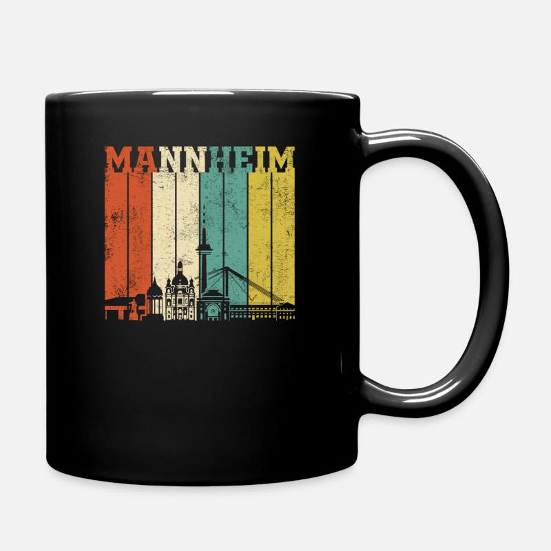 Retro Mannheim Skyline - Tasse einfarbig - Schwarz