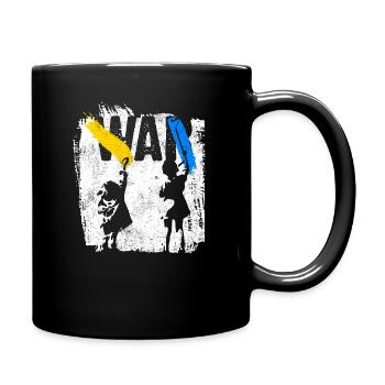 Ukraine | Freiheit kein Krieg Landesfarben - Tasse einfarbig - Schwarz - Rechts