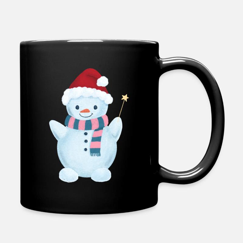 cute snowman - Full Colour Mug - black