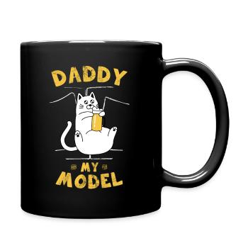 Humor Cat drinking a beer, like dad - Full Colour Mug - black - Right