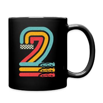 2. Geburtstag Rennwagen 2 Jahre alt Rennauto - Tasse einfarbig - Schwarz - Rechts