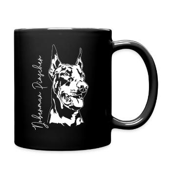 Doberman Pinscher Chien Portrait Chiens Wilsigns - Mug uni - noir - Droite