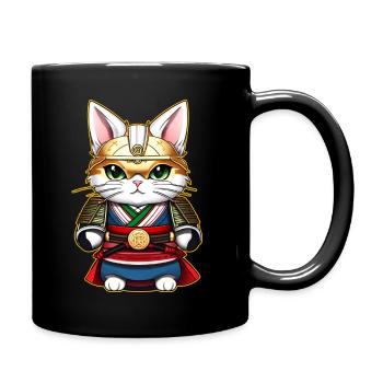 Cute samurai cat - Full Colour Mug - black - Right
